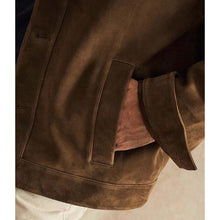 Load image into Gallery viewer, Men Brown Suede Leather Trucker Jacket with Custom Tailored Fit