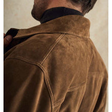 Load image into Gallery viewer, Men Brown Suede Leather Trucker Jacket with Custom Tailored Fit