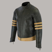 Load image into Gallery viewer, Men Brown Wolverine Style Leather Biker Jacket