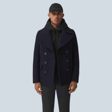 Load image into Gallery viewer, Men Dark Blue Wool Navy Peacoat