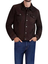 Load image into Gallery viewer, Buy Men Dark Brown Suede Leather Tucker Jacket in UK