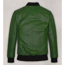 Load image into Gallery viewer, Men Green Lambskin Leather Bomber Jacket with Custom Flight Style