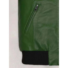 Load image into Gallery viewer, Men Green Lambskin Leather Bomber Jacket with Custom Flight Style