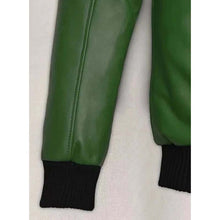 Load image into Gallery viewer, Men Green Lambskin Leather Bomber Jacket with Custom Flight Style