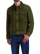 Load image into Gallery viewer, Men Green Suede Leather Tucker Jacket