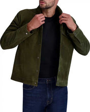 Load image into Gallery viewer, Men Green Suede Leather Tucker Jacket