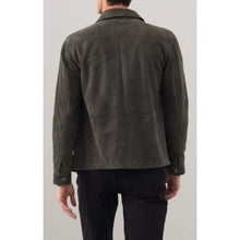 Load image into Gallery viewer, Men Grey Suede Leather Shirt Jacket with Custom Tailored Fit