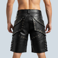 Load image into Gallery viewer, Men Studded Lambskin Leather Shorts