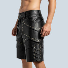 Load image into Gallery viewer, Men Studded Lambskin Leather Shorts