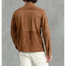 Load image into Gallery viewer, Men Tan Suede Leather Racer Jacket with Custom Motorcycle Fit