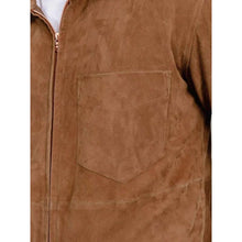 Load image into Gallery viewer, Men Tan Suede Leather Racer Jacket with Custom Motorcycle Fit