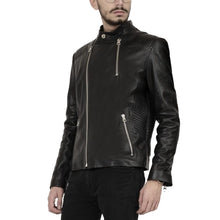 Load image into Gallery viewer, Jet Black Minimalist Biker Leather Jacket
