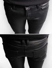 Load image into Gallery viewer, Men’s Black Genuine Leather Motorcycle Pants