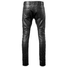 Load image into Gallery viewer, Mens Genuine Sheepskin Black Leather Biker Pants