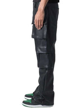 Load image into Gallery viewer, Mens Black Leather Cargo Trousers with Four Flap Pockets