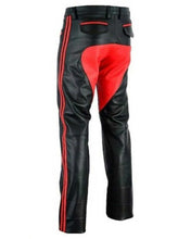Load image into Gallery viewer, Mens Black and Red Bootcut Leather Pants