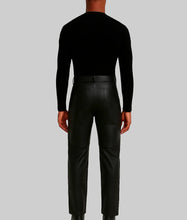 Load image into Gallery viewer, Mens Black Regular Style Leather Pants