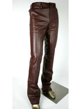 Load image into Gallery viewer, Men’s Brown Genuine Leather Pants Trouser