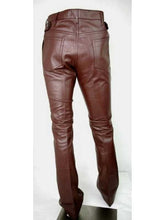Load image into Gallery viewer, Men’s Brown Genuine Leather Pants Trouser