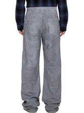 Load image into Gallery viewer, Mens Grey Wide Leg Suede Leather Pants