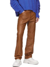 Load image into Gallery viewer, Men's Tan Sheepskin Leather Trouser With Five Pocket Styling