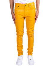Load image into Gallery viewer, Mens Yellow Leather Jeans with Five Pockets
