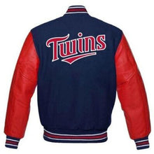 Load image into Gallery viewer, Minnesota Twins Blue and Red Letterman Varsity Jacket