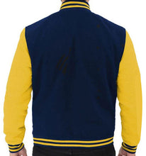 Load image into Gallery viewer, Stylish Navy Blue and Yellow Baseball Jacket
