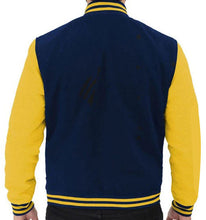 Load image into Gallery viewer, Stylish Navy Blue and Yellow Baseball Jacket