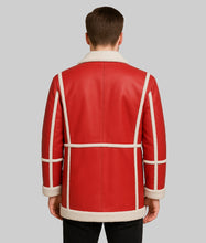 Load image into Gallery viewer, Santa Claus Shearling Leather Coat in Red