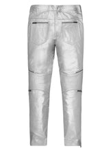 Load image into Gallery viewer, Silver Electric Zipper Leather Pants