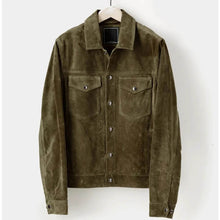 Load image into Gallery viewer, Men's Olive Suede Leather Shirt