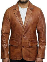 Load image into Gallery viewer, Men’s Vintage Brown Sheepskin Leather Blazer