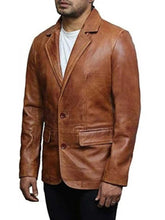 Load image into Gallery viewer, Men’s Vintage Brown Sheepskin Leather Blazer