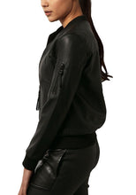 Load image into Gallery viewer, Women Black Bomber Leather Jacket