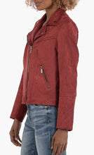 Load image into Gallery viewer, Women Red Suede Biker Leather Jacket
