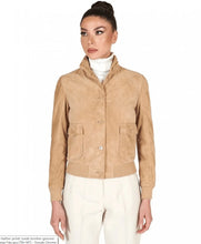 Load image into Gallery viewer, Women Tan Brown Suede Leather Trucker Jacket