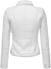 Load image into Gallery viewer, Women White Leather Biker Moto Jacket – Custom Fit
