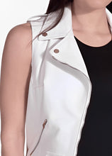 Load image into Gallery viewer, Women White Leather Biker Vest