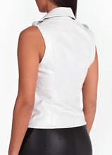 Load image into Gallery viewer, Women White Leather Biker Vest
