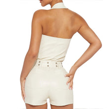 Load image into Gallery viewer, Women White Leather Romper