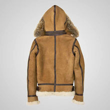 Load image into Gallery viewer, Women's hooded B3 bomber jacket with soft shearling interior