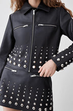Load image into Gallery viewer, Women's Black Studded Leather Jacket