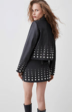 Load image into Gallery viewer, Women's Black Studded Leather Jacket