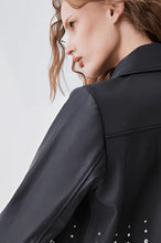 Load image into Gallery viewer, Women's Black Studded Leather Jacket