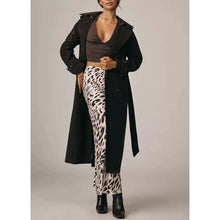 Load image into Gallery viewer, Women's Black Suede Leather Trench Coat with Belted Style and Custom Fit