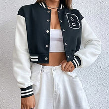 Load image into Gallery viewer, Women's Custom Baseball Crop Jacket, Fashion Varsity Bomber Style