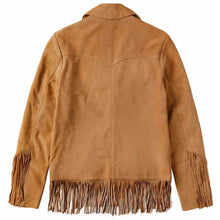 Load image into Gallery viewer, Women's Suede Leather Blazer with Fringed Hem in Slim Fit Western Style