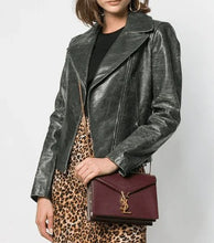 Load image into Gallery viewer, Women’s Khaki Distressed Vintage Leather Jacket
