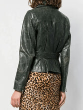 Load image into Gallery viewer, Women’s Khaki Distressed Vintage Leather Jacket